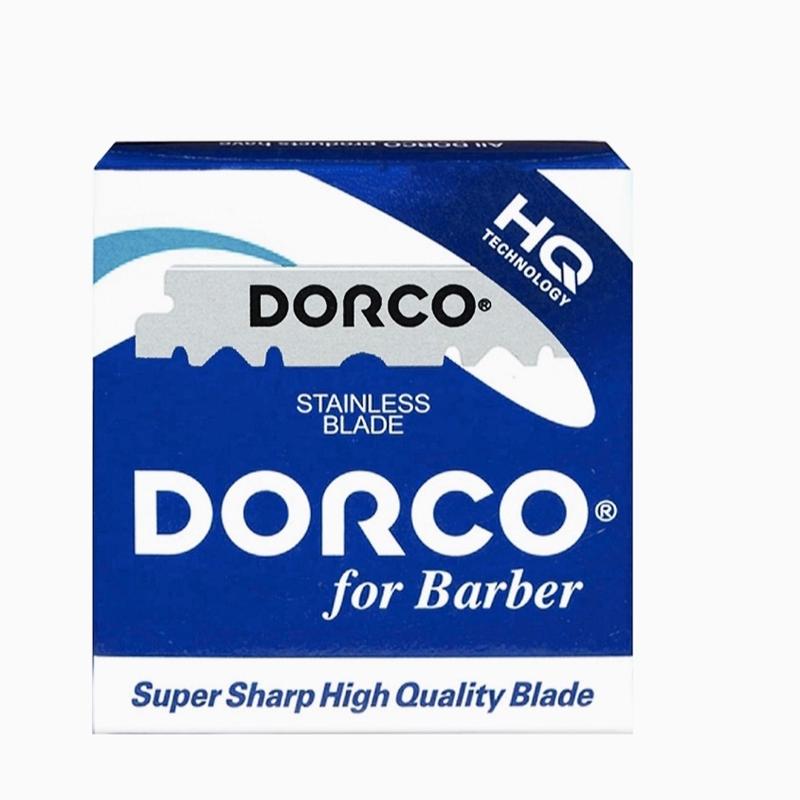 100 DORCO BLUE Single Edge Half Pre cut Pre snipped Shaving Razor Blades For Professional Barbers for beard lineup hair design nape neck cleaning