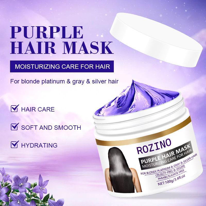 100g Purple Hair Mask, 1 Box Moisturizing Hair Conditioning Hair Mask for Golden, Platinum, Gray Hair, Soothing Dry Copper and Yellow Hair, Hair Care Product for Dry & Damaged Hair