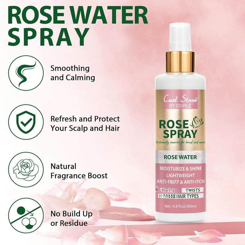 6.8Fl.oz Rose Water Hair Spray for Scalp Moisturizing,  Loc Gel for Retwist, Rosewater for Hair Refreshing