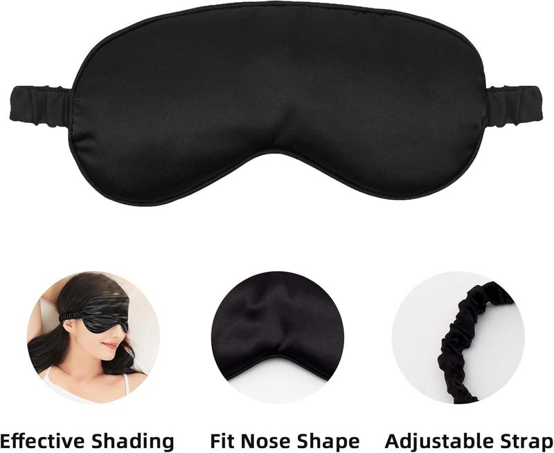 2 Pack Sleep  Soft Silky Satin Eye Mask Cover for Sleeping with Elastic Strap Effective Shading Blindfold for Women Men