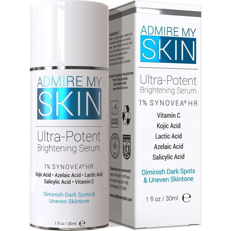 Admire My Skin Dark Spot Corrector Remover for Face - Brightening Discoloration Correcting Serum - Kojic Acid + Azelaic Acid Serum for Melasma Hyperpigmentation And Sun Spots 1oz