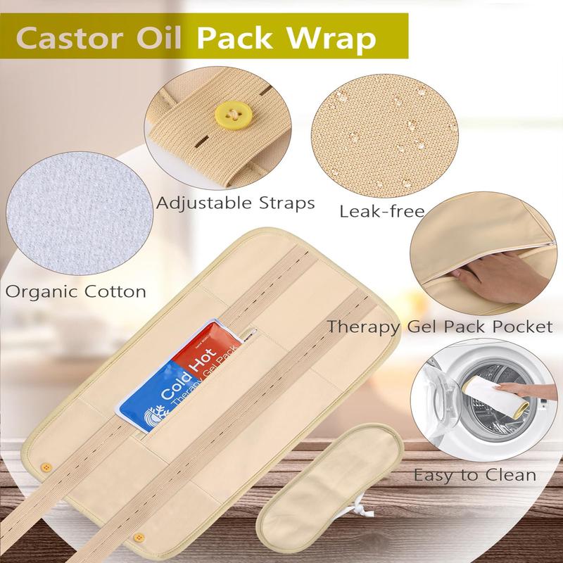 Castor Oil Organic Cold Pressed Unrefined, Organic Castor Oil Cold Pressed Glass Bottle with Castor Oil Pack Wrap and Cotton Flannel Cloth , 8oz 237ml castoroil body & massage oil Comfort Body Care Cosmetic