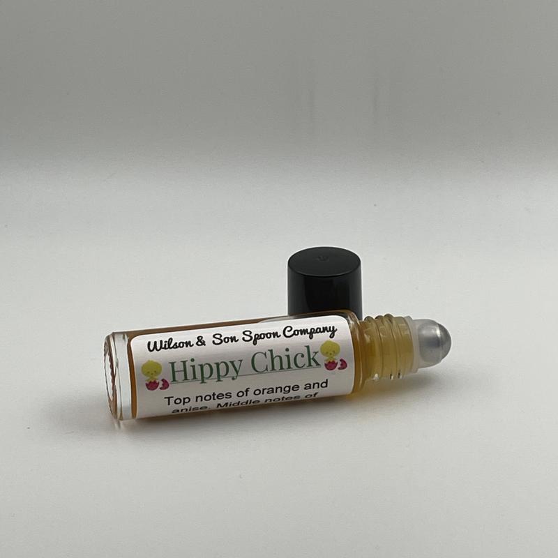 Hippie Chicks Roll-On Body Oil - 10ml Almond Carrier Bottle with Sweet Orange, Jasmine and Vanilla Aromas crafted by Wilson and Son Spoon Company