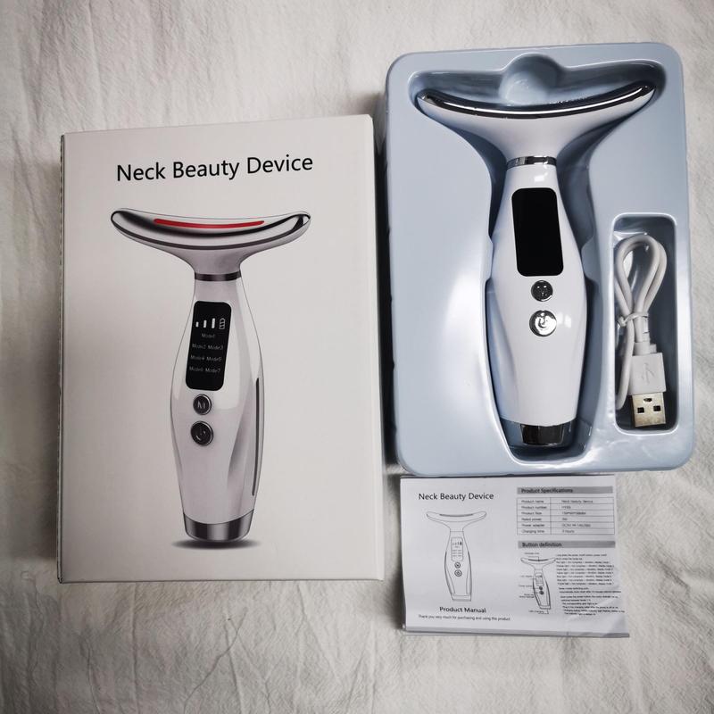 Neck & Face Heat Vibration Massager, 1 Box 7 Modes Facial Massager, Potable Neck & Face Beauty Instrument for Women