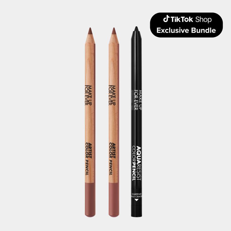 The Best Seller Liner Set - Artist Color Pencil and Aqua Resist Color Pencil - The Perfect Nude Liners makeup forever  lip liner makeup forever  shade 606