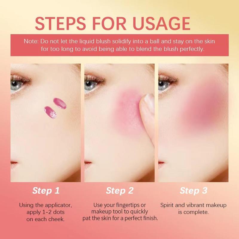 Long-lasting Smooth Cream Liquid Cheek Blusher, Smudge-proof Natural Look Blush Stick for Daily Makeup, Lightweight Soft Color Shadow for All Skins, Facial Cosmetic Tools, Daily Cosmetic