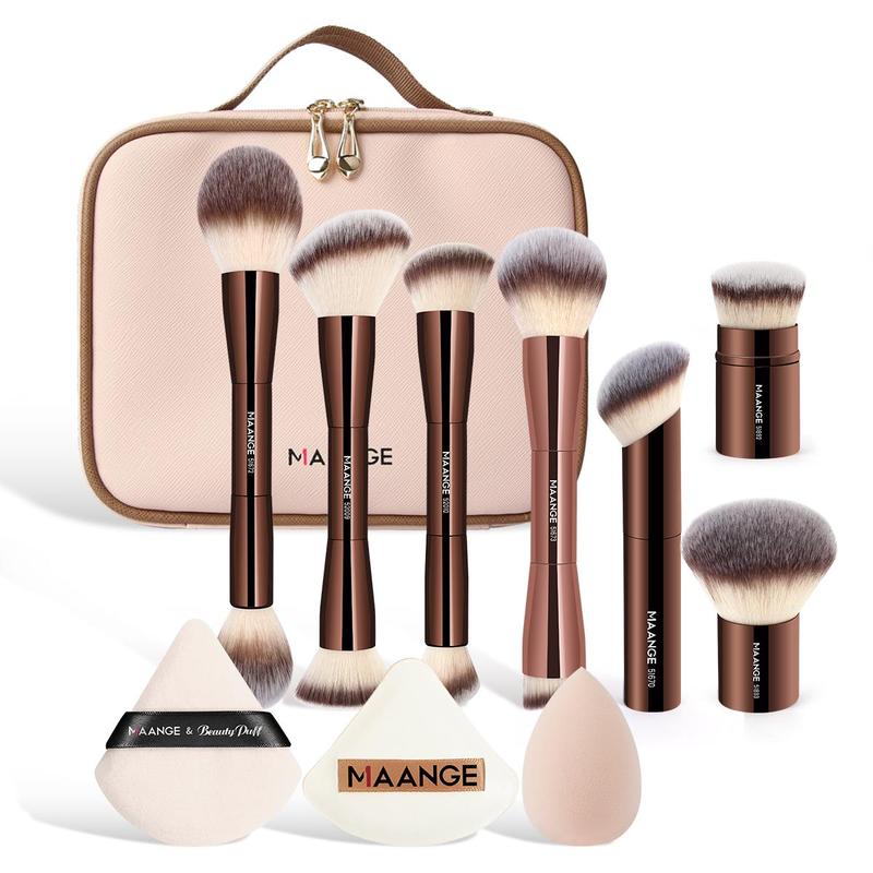 Makeup Brush Set with Makeup Puff & Sponge & Waterproof Wash Bag, 11pcs set Professional Makeup Tools for Women, Travel Makeup Accessories