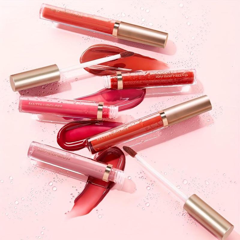 Long Lasting Lipstick Set, 6 Counts set Waterproof Lip Gloss, Moisturizing Lipstick, Suitable for All Occasions Lip Makeup, Girls and Women Makeup Accessories