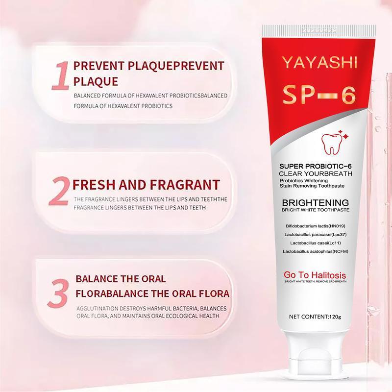 SP-6 Probiotic Whitening Toothpaste for Oral Health Management and Fresh Breath - Mint Flavor - Daily, Fragrance