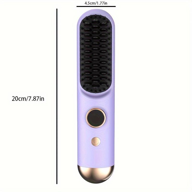 Negative Ion Portable Wireless Hair Straightener Brush, USB Rechargeable Hair Straightening Comb with 3 Temperature Settings, Hair Styling Tool for Women & Girls, Christmas Gift