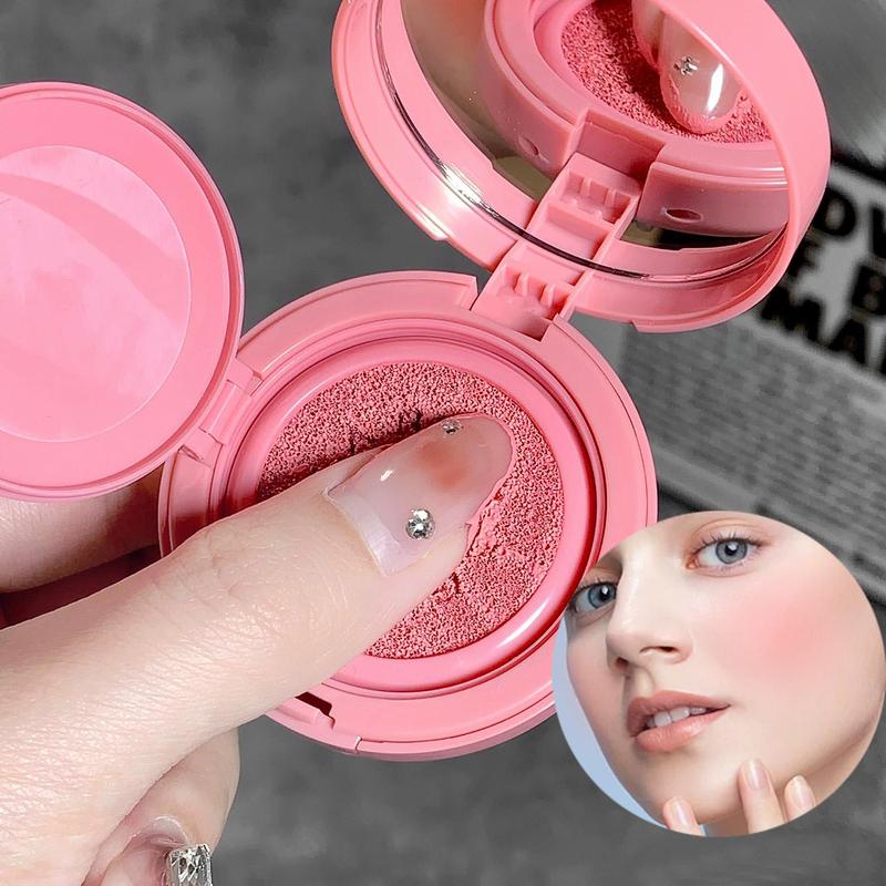 Cute Girl Pattern Peach Blush, Air Cushion Powder Blush, Natural Look Lightweight Blush, Cheeks Contour Blush Pressed Powder, Long Lasting Powder Blush