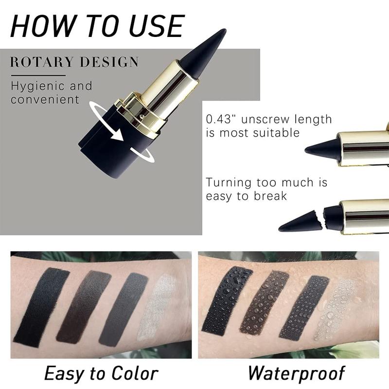 2pcs Black Gel Eyeliner Pencils, Natural Black Eyeliner Waterproof and Smudge-proof, Eyeliner Pencil Black Smoky Eyeshadow Palette Stick Crayon