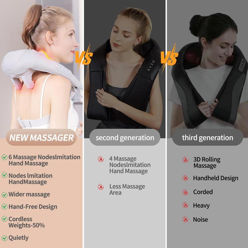 New upgraded neck and shoulder massager, wireless back buckle design, the sixth generation of shiatsu shoulder and neck massager, massage the trapezius muscle, deep tissue, relieve neck and shoulder pain Comfort