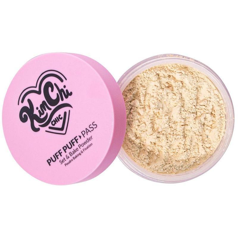 KimChi Chic Puff Puff Pass Set & Bake Powder with Rice Powder & Vitamin-E, Lightweight & Translucent Makeup, Cosmetic Setting Powder