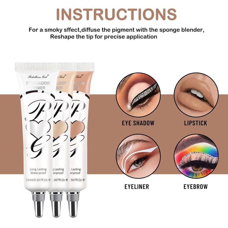 Matte Finish Liquid Eye Shadow Primer, 3 Counts set Waterproof Long-lasting Eye Shadow Base, Suitable for All Eye Shadow Eye Makeup, Eye Cosmetic Product for Women & Girls