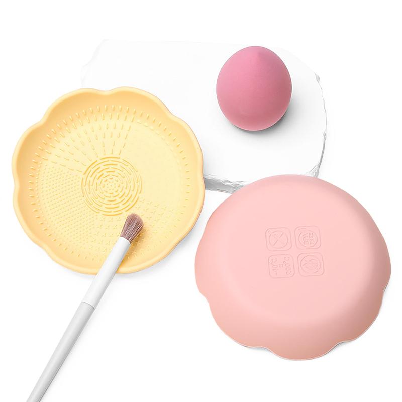 Silicone Makeup Brush Cleaner Mat, 1 Count Portable Makeup Tool Cleaning Bowl, Makeup Tool Cleaning Tool For Brushes, Powder Puffs