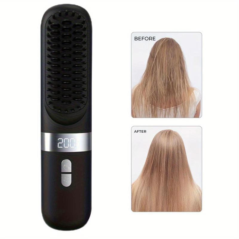 Cordless Mini Hair Straightening Brush, Six-speed Temperature Adjustment Fast Heating Hair Care Brush, Portable Straightening and Curling Brush, Anti-scalding and Auto-off, Travel Friendly, Gift for Women