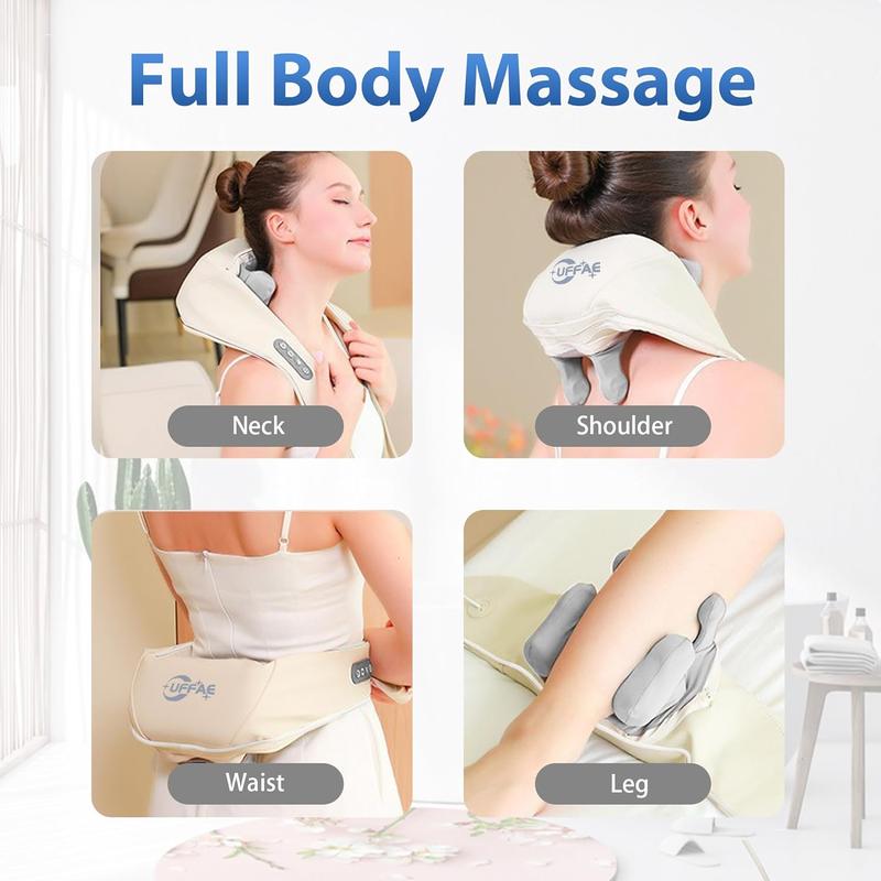 Neck Massager for Pain Relief Deep Tissue,Cordless Shoulder,Neck and Back Massager with Heat,4D Deep Electric Kneading Massage for Back,Waist,Leg Use,Perfect Gifts for Men Women Dad Mom