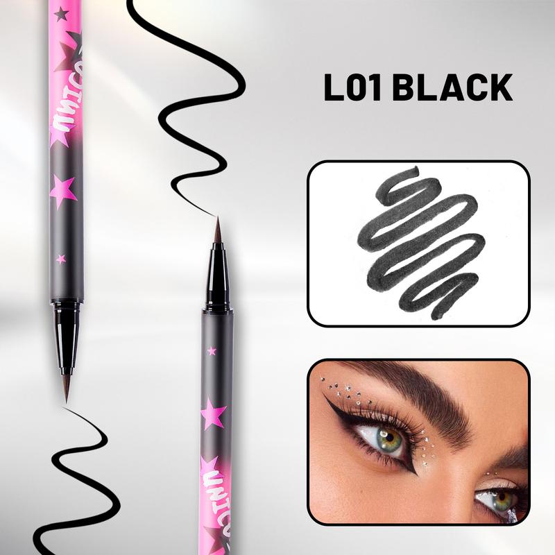 Unicos Liquid EyeLiner, Long-Lasting with 24 Hour wear, Waterproof Eye makeup, Smudge Resistant, Ultra-Fine Tip 0.1mm Tip,Vegan & Cruelty Free, 0.15 Fluid Ounce