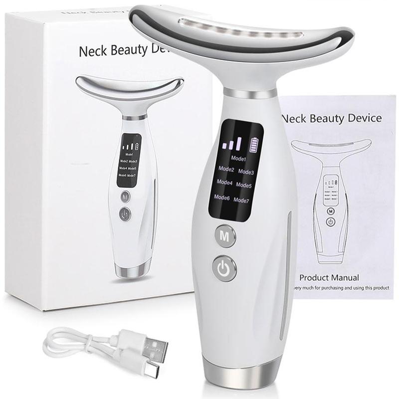 Neck & Face Heat Vibration Massager, 1 Box 7 Modes Facial Massager, Potable Neck & Face Beauty Instrument for Women