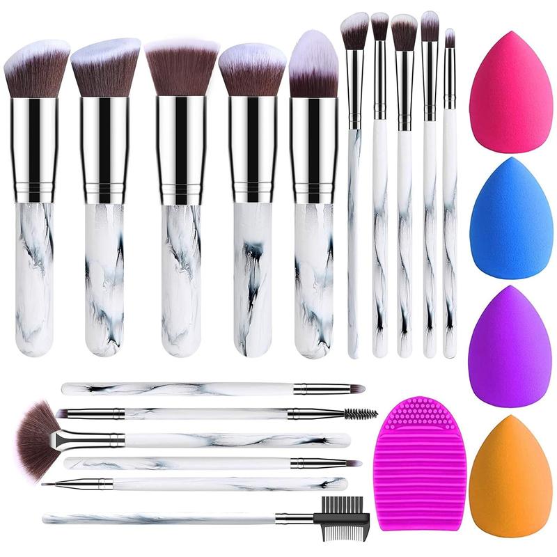 BESTOPE PRO Makeup Brushes 16PCs Makeup Brushes Set with 4PCs Beauty Blender Sponge and 1 Brush Cleaner Premium Synthetic Foundation Brushes Blending Face Powder Eye Shadows Make Up Brushes Tool Kit Face Brush