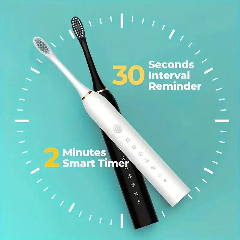 Professional Electric Toothbrush Kit with 6 Cleaning Modes, 1 Count Rechargeable Deep Cleaning Toothbrush with 4 Brush Heads, Oral Care Tool for Daily Use, Christmas Gift, Winter & New Year Gift