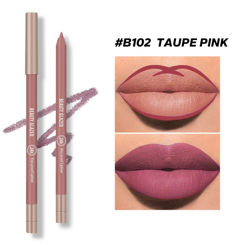 Beauty Glazed Creamy Automatic Lip Liner, Matte Silky Lip Liner, Waterproof and smudge-proof, easy to apply, 24 hours of long-lasting makeup, perfect for everyday makeup!