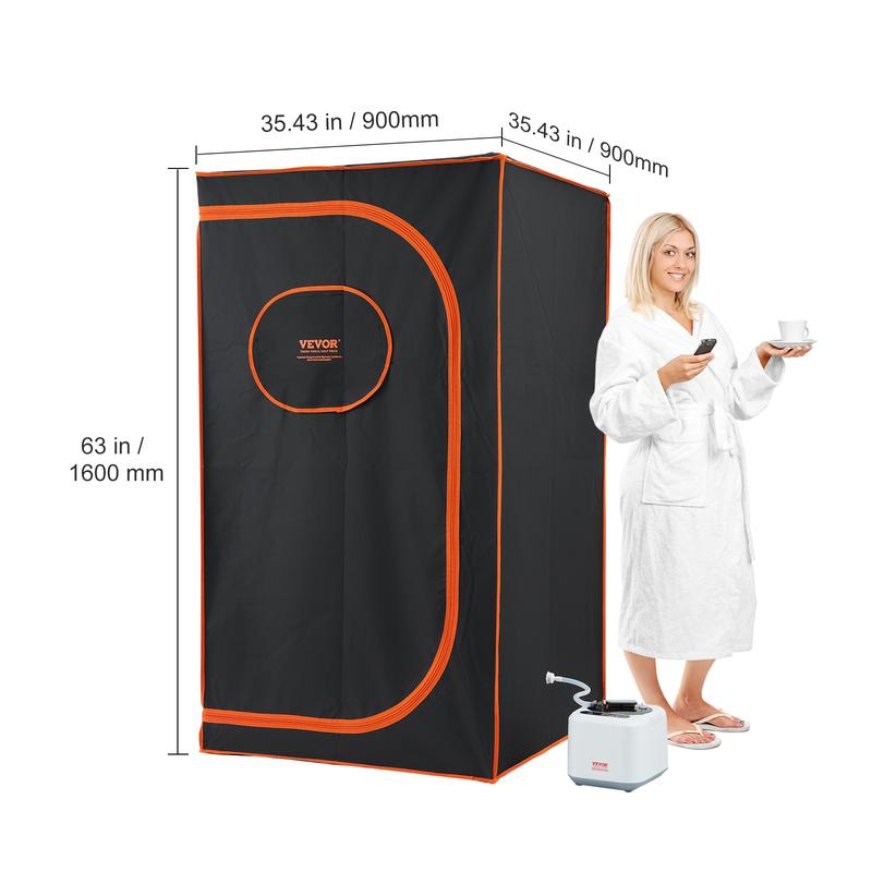 VEVOR Portable Steam Sauna Tent Full Size, 1000W Personal Sauna Blanket Kit for Home Spa, Detoxify & Soothing Heated Body Therapy, Time & Temperature Remote Control With Floor  Mat