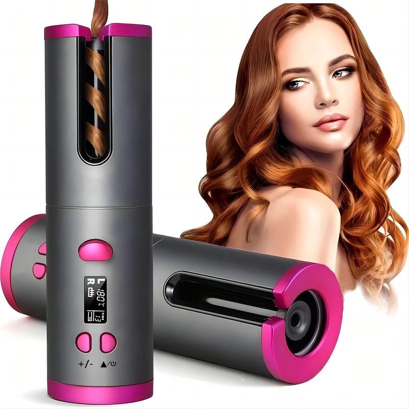 Automatic Rotating Curling Iron, 1 Count Cordless Rechargeable Hair Curler with 6 Temperatures, Portable Hair Styling Tool for Women