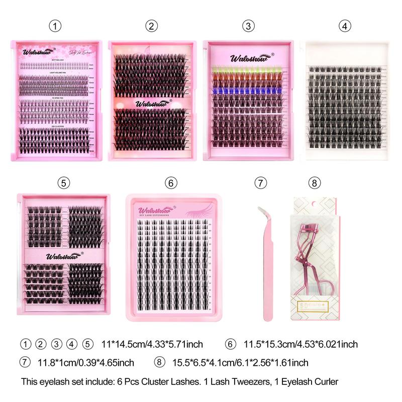 Eyelash Extensions Kit, 6 Boxes Lashes with Tools, Professional Eye Makeup Tool for Women, Holidays Gift, Christmas Gift