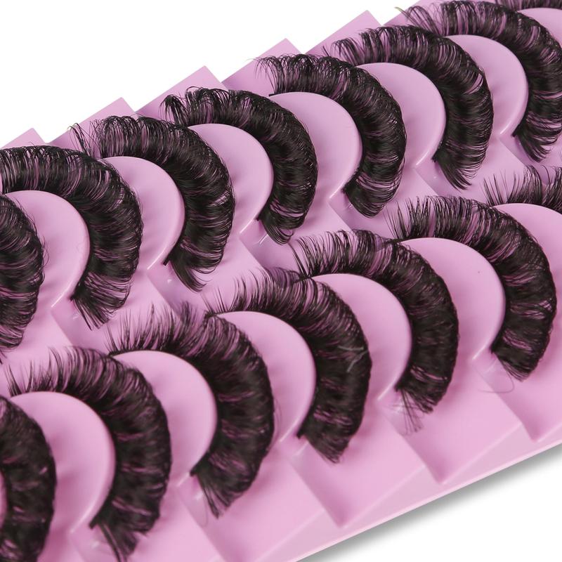 Fluffy False Eyelashes, Wispy Russian Roll Faux Cluster Lashes, Natural Curling Eye Makeup Strip Lashes for Women & Girls Lash Extensions, Christmas Gift