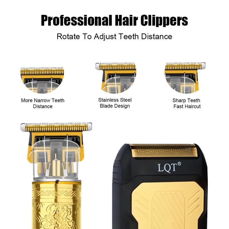 Professional Hair Clipper Set, LCD Display Hair Trimmer Kit with Cleaning Brush & Charging Cable & Limit Combs, Great for Stylists Barbershop Salon Home Use