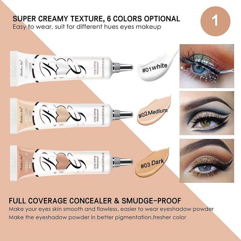 Matte Finish Liquid Eye Shadow Primer, 3 Counts set Waterproof Long-lasting Eye Shadow Base, Suitable for All Eye Shadow Eye Makeup, Eye Cosmetic Product for Women & Girls