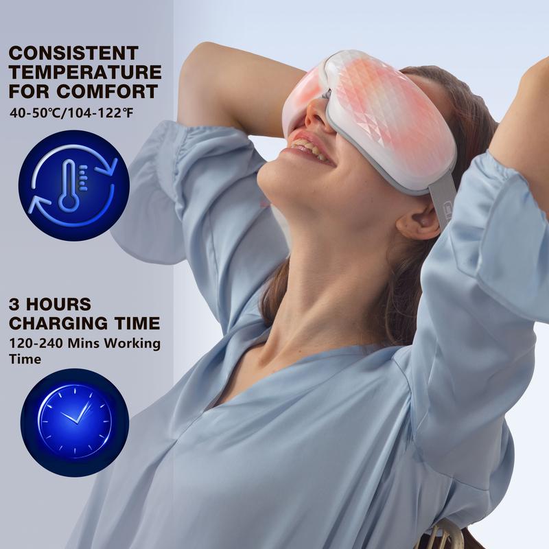 CINCOM Eye Massager, with Comfort Soothing Heat, Plays Music, Voice Prompts, Rechargeable, Perfect for Relaxation, Great Gift Idea