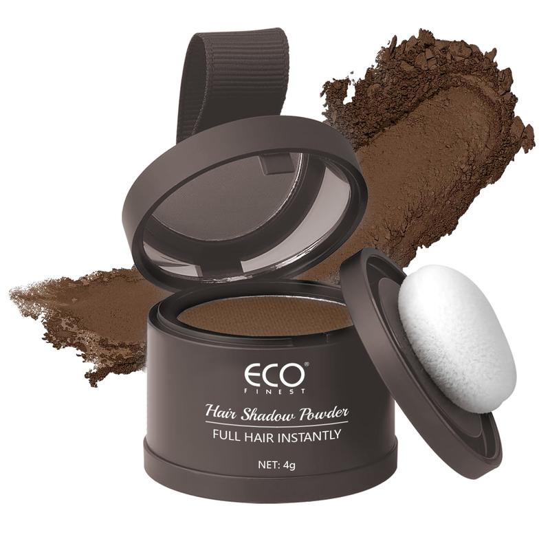 ECO FINEST Hairline Powder Instantly Conceals Hair Loss, Root Touch Up Hair Powder, Hair Toppers for Women & Men, Hair Fibers for Thinning Hair, Root Cover Up, Stain-Proof 48 Hour Formula (Medium Brown) Bronzer Makeup Color Salon Kit Cosmetic