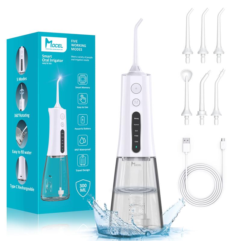 MOCEL Cordless Select(WF02) Oral Irrigator Water Flosser  300ML Water Tank 5 Cleaning Modes 6 Replaceable Jet Tips water dentalflosse waterfloss