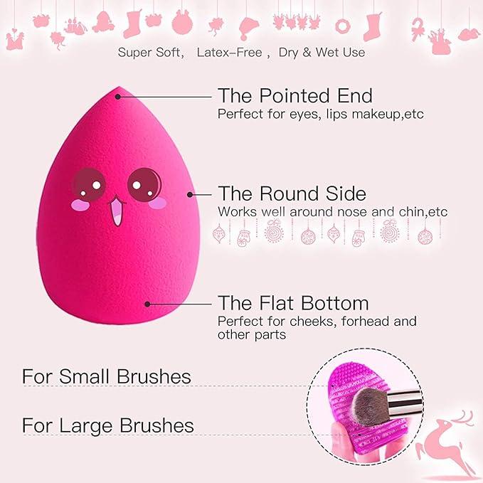 BESTOPE PRO Makeup Brushes 16PCs Makeup Brushes Set with 4PCs Beauty Blender Sponge and 1 Brush Cleaner Premium Synthetic Foundation Brushes Blending Face Powder Eye Shadows Make Up Brushes Tool Kit Face Brush