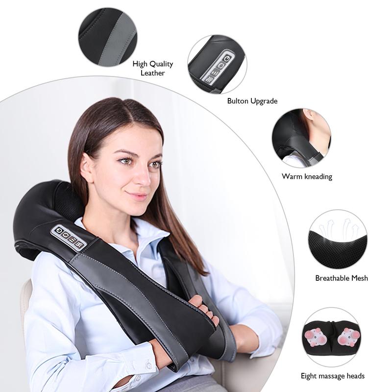 Naipo Shiatsu Back and Neck Massager with Heat Function, Adjustable Intensity, and Versatile Use - Perfect Gift for Wellness