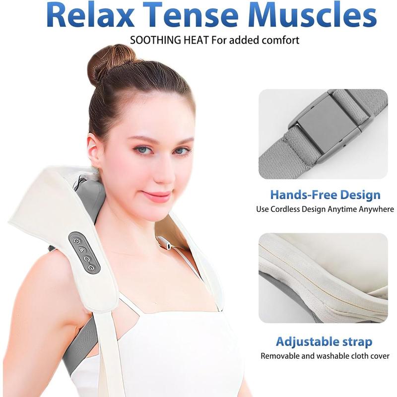 Neck Massager for Pain Relief Deep Tissue,Cordless Shoulder,Neck and Back Massager with Heat,4D Deep Electric Kneading Massage for Back,Waist,Leg Use,Perfect Gifts for Men Women Dad Mom