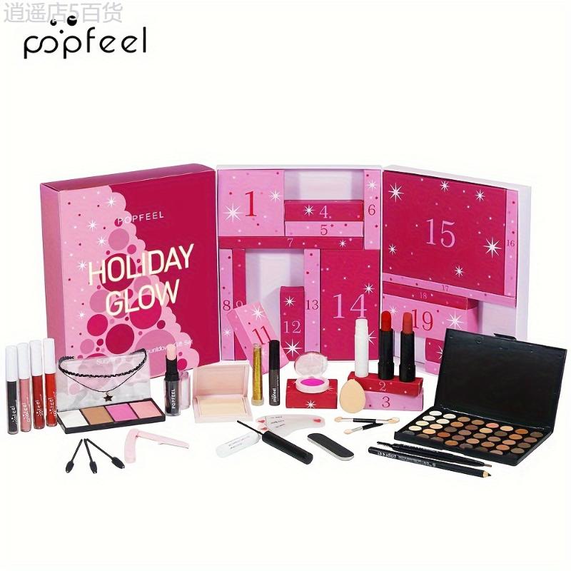 POPFEEL 24-Grid Christmas Countdown Gift Box for Women, Mixed Color Cosmetic Set with Creamy Paste Form, Holiday New Year Celebration Makeup Kit