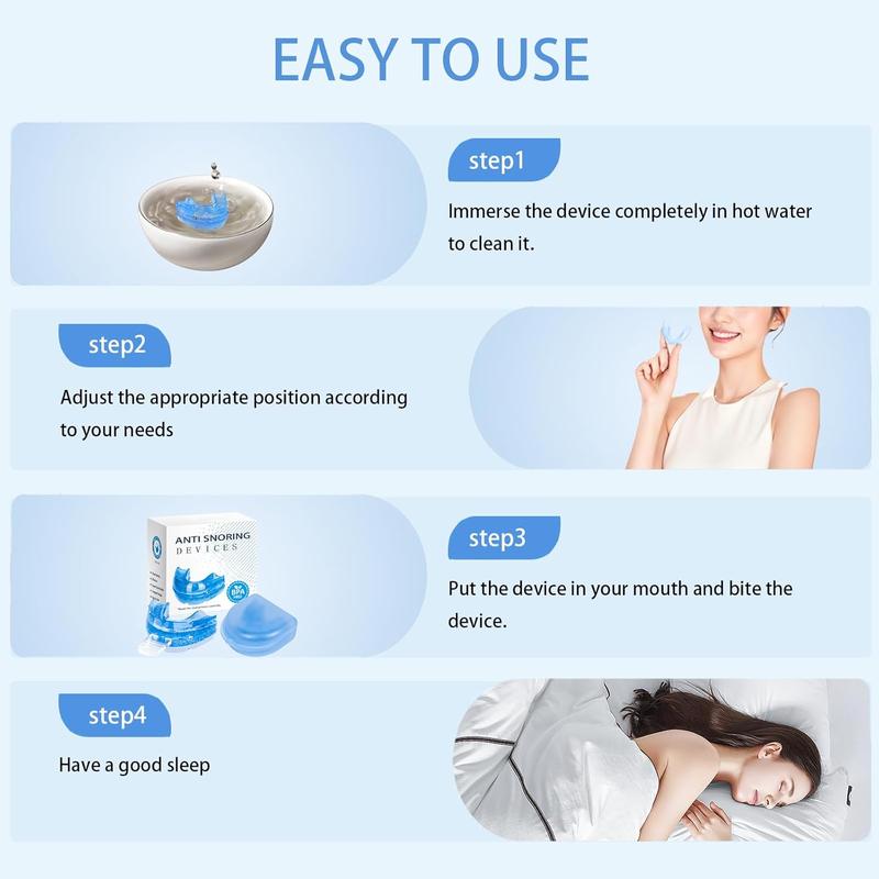 Anti-Snoring Mouth Guard, Snoring Stopper, Reusable Mouth Guard for Stop Snoring at Night Anti Snoring Devices with Comfort Size Snore Mouth Guard for Men and Women Oral Storage Cleansing