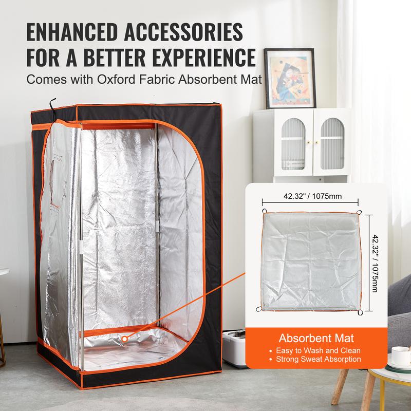 VEVOR Portable Steam Sauna Tent Full Size, 1000W Personal Sauna Blanket Kit for Home Spa, Detoxify & Soothing Heated Body Therapy, Time & Temperature Remote Control With Floor  Mat