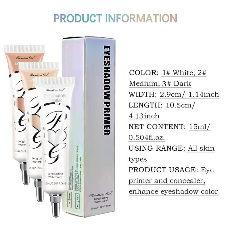 Matte Finish Liquid Eye Shadow Primer, 3 Counts set Waterproof Long-lasting Eye Shadow Base, Suitable for All Eye Shadow Eye Makeup, Eye Cosmetic Product for Women & Girls