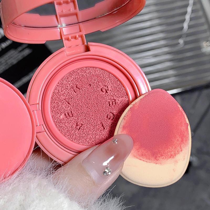 Cute Girl Pattern Peach Blush, Air Cushion Powder Blush, Natural Look Lightweight Blush, Cheeks Contour Blush Pressed Powder, Long Lasting Powder Blush