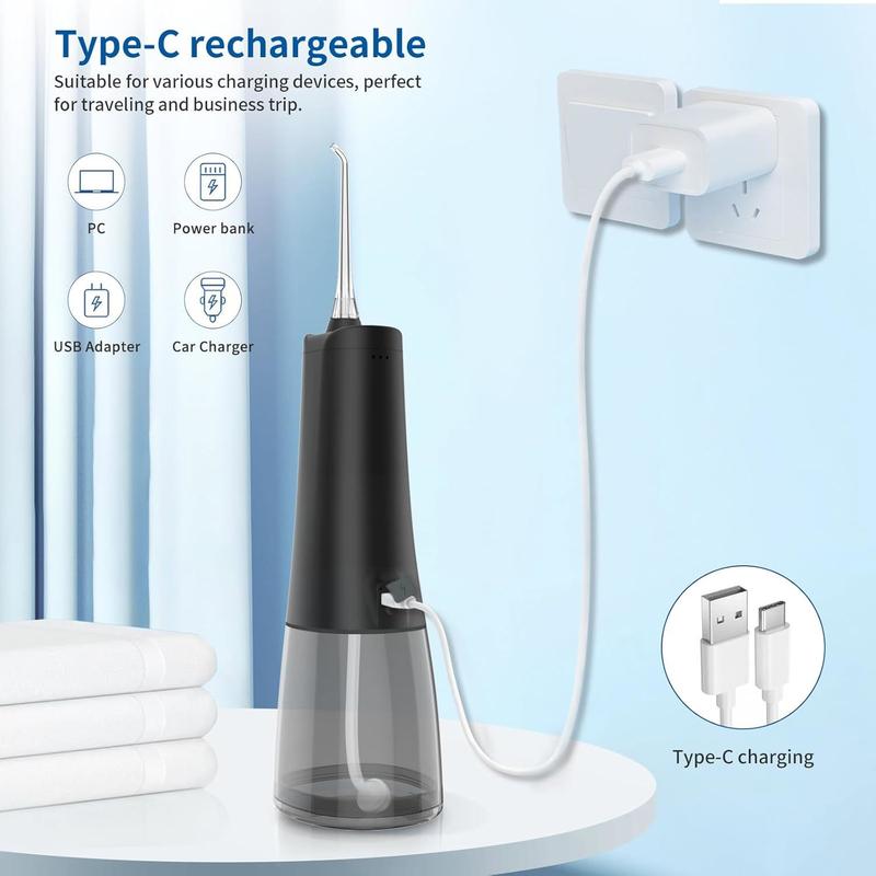 Water Flosser for Teeth, Water Dental Flosser Cordless Waterpik Water Floss Electric Rechargeable Ipx7 Waterproof, Water Teeth Cleaner Picks for Home Travel