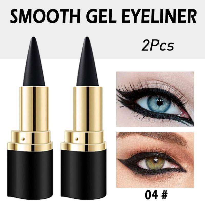 2pcs Black Gel Eyeliner Pencils, Natural Black Eyeliner Waterproof and Smudge-proof, Eyeliner Pencil Black Smoky Eyeshadow Palette Stick Crayon