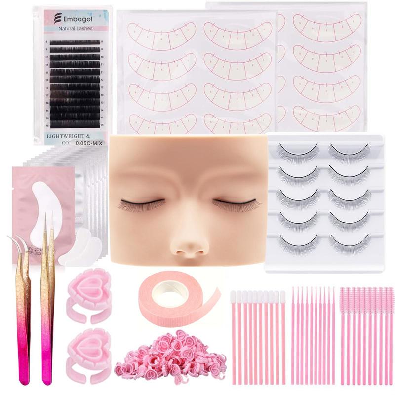 False Eyelashes Extensions Practice Kit, 58pcs set Beginner's False Eyelash Mannequin Practice Tools, Lash Extension Kit for Beginners, Lash Clusters Kit Lashes Extension Kit for Beginners, Christmas Gift