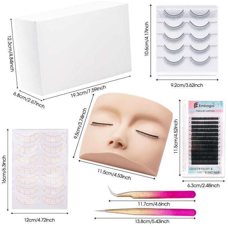 False Eyelashes Extensions Practice Kit, 58pcs set Beginner's False Eyelash Mannequin Practice Tools, Lash Extension Kit for Beginners, Lash Clusters Kit Lashes Extension Kit for Beginners, Christmas Gift