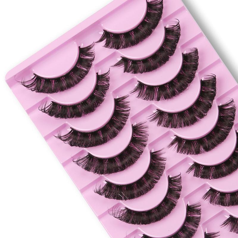 Fluffy False Eyelashes, Wispy Russian Roll Faux Cluster Lashes, Natural Curling Eye Makeup Strip Lashes for Women & Girls Lash Extensions, Christmas Gift