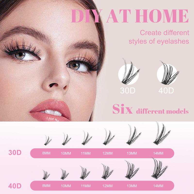 DIY Fluffy Eyelash Extension Kit 240 Eyelash Set Kit Individual Eyelashes Natural 9-17mm Kit with Applicator Makeup Cosmetic Makeup Cosmetic